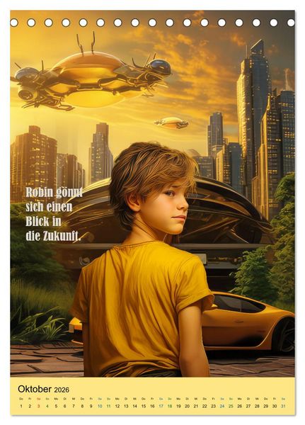 Produktbild: Robin und die Zeitmaschine (Tischkalender 2026 DIN A5 hoch), CALVENDO Monatskalender