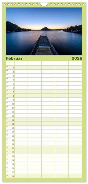 Produktbild: Familienplaner 2026 - Norwegens S&uuml;den mit 5 Spalten (Wandkalender, 21 x 45 cm) CALVENDO