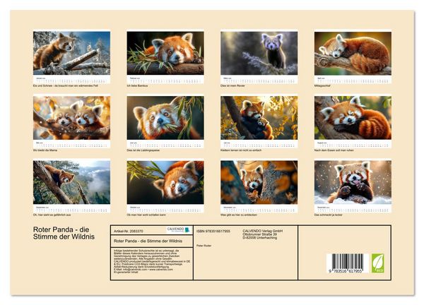 Produktbild: Roter Panda - die Stimme der Wildnis (hochwertiger Premium Wandkalender 2026 DIN A2 quer), Kunstdruck in Hochglanz