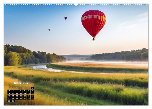 Produktbild: Freiheit in den L&uuml;ften . Mit dem Hei&szlig;luftballon unterwegs (Wandkalender 2026 DIN A2 quer), CALVENDO Monatskalender