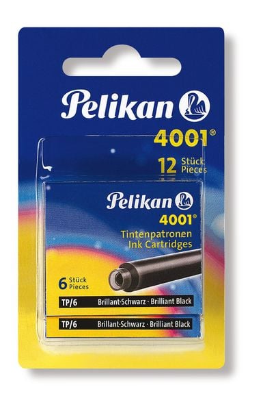 Pelikan Tintenpatronen 4001 mit 2 x 6er Set Standard-Patronen, Brillant-Schwarz