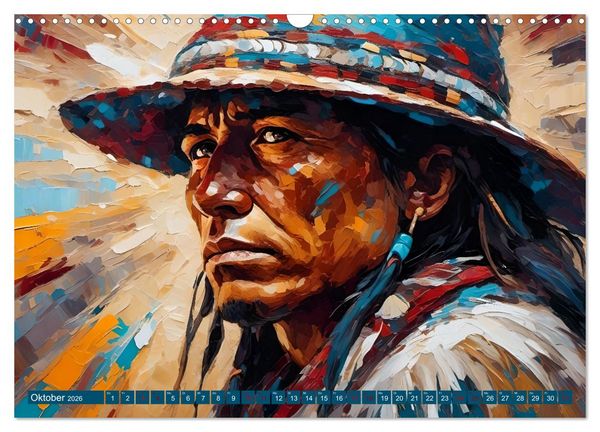 Produktbild: Portraits im Stil amerikanischer Ureinwohner (Wandkalender 2026 DIN A3 quer), CALVENDO Monatskalender