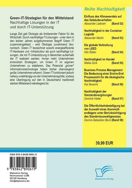 Produktbild: Green-IT-Strategien f&uuml;r den Mittelstand: Nachhaltige L&ouml;sungen in der IT und durch IT-Unterst&uuml;tzung