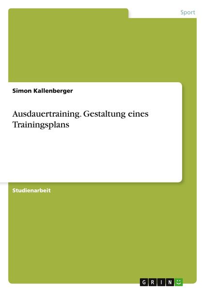 Produktbild: Ausdauertraining. Gestaltung eines Trainingsplans