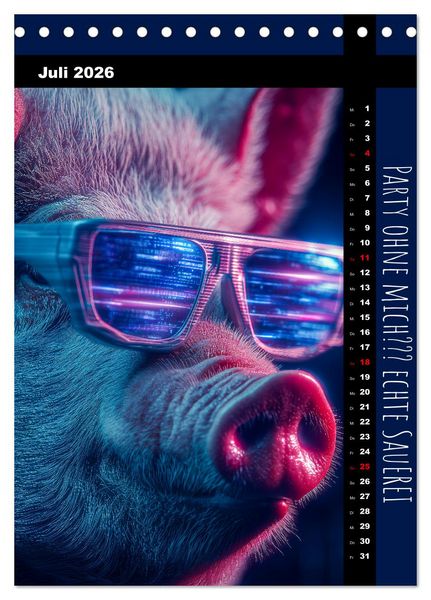Produktbild: Coole Sau - Lustiger Spr&uuml;che Kalender mit witzigen Schweinchen (Tischkalender 2026 DIN A5 hoch), CALVENDO Monatskalender