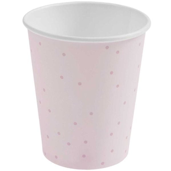 Pappbecher Punkte, Hellrosa, MIX