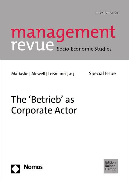 Produktbild: The 'Betrieb' as Corporate Actor