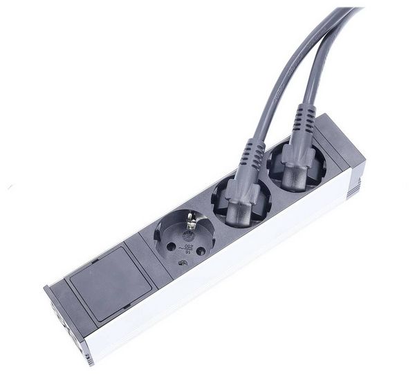 Produktbild: AS Schwabe 18197 Steckdosenleiste ohne Kabel Schwarz, Silber 1St.