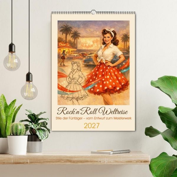 Produktbild: Rock'n'Roll Weltreise (Wandkalender 2027 DIN A2 hoch), CALVENDO Monatskalender