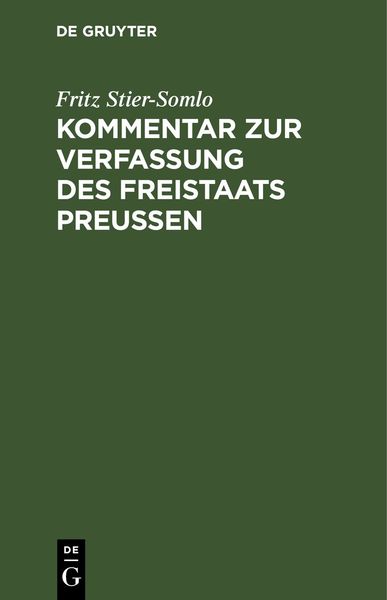 Produktbild: Kommentar zur Verfassung des Freistaats Preu&szlig;en