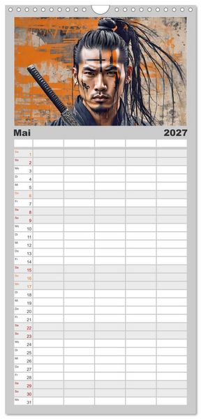 Produktbild: Familienplaner 2027 - Samurai - Asian Spirit mit 5 Spalten (Wandkalender, 21 x 45 cm) CALVENDO