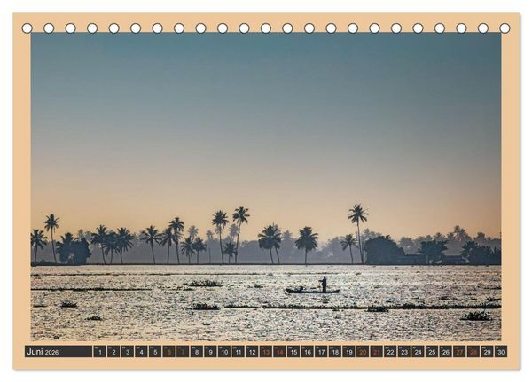 Produktbild: Kerala Backwaters - mit dem Hausboot durch die tropische Wasserwelt (Tischkalender 2026 DIN A5 quer), CALVENDO Monatskalender