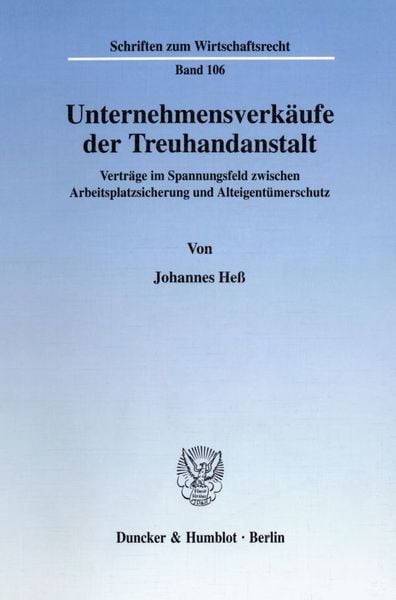 Produktbild: Unternehmensverk&auml;ufe der Treuhandanstalt.