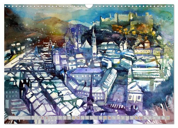 Produktbild: Aquarelle aus der Mozartstadt Salzburg (Wandkalender 2026 DIN A3 quer), CALVENDO Monatskalender