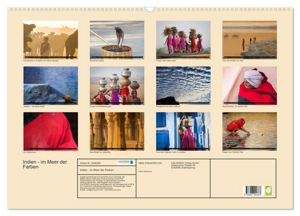 Produktbild: Indien - im Meer der Farben (Wandkalender 2026 DIN A2 quer), CALVENDO Monatskalender