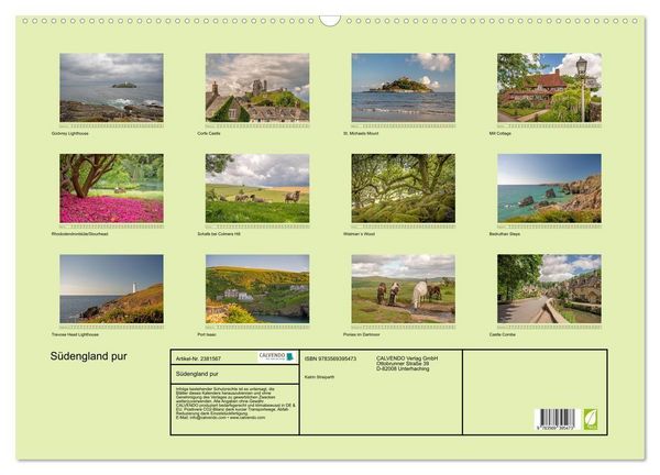 Produktbild: S&uuml;dengland pur (Wandkalender 2027 DIN A2 quer), CALVENDO Monatskalender