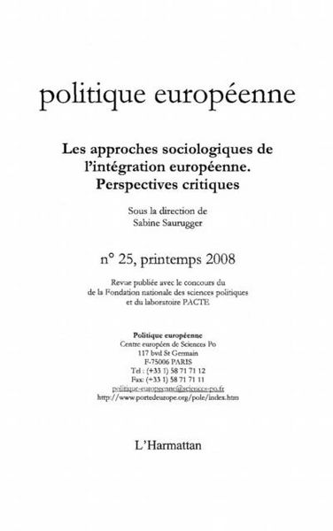 Produktbild: Les approches sociologiques de l'integration europeenne - pe