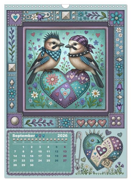 Produktbild: V&ouml;gel. Kleine Punks. Gro&szlig;es Herz. (Wandkalender 2026 DIN A3 hoch), CALVENDO Monatskalender