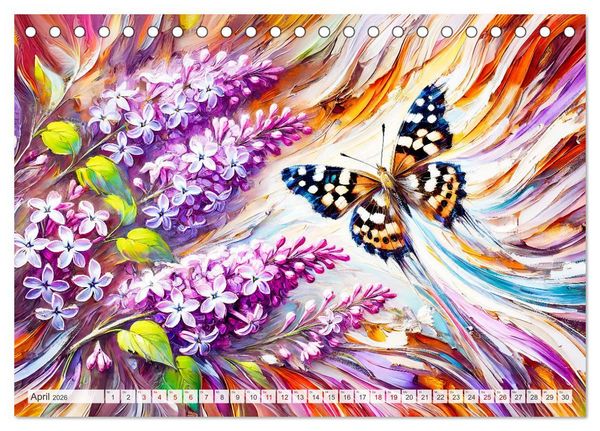 Produktbild: Schmetterlinge und ihre Blumenfreunde in lebhaften Farben (Tischkalender 2026 DIN A5 quer), CALVENDO Monatskalender