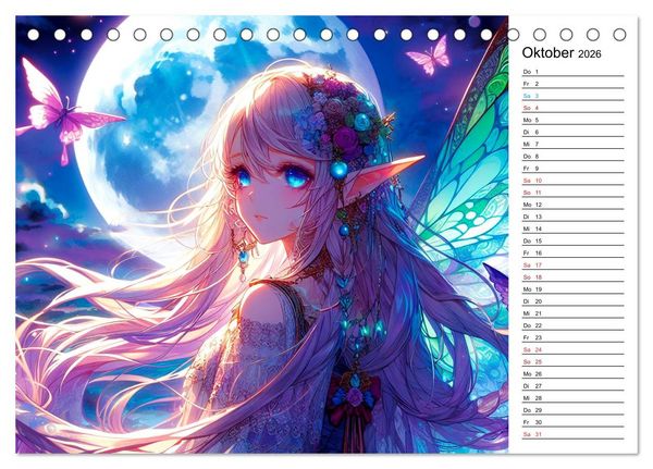 Produktbild: Bezaubernde Manga Elfen (Tischkalender 2026 DIN A5 quer), CALVENDO Monatskalender