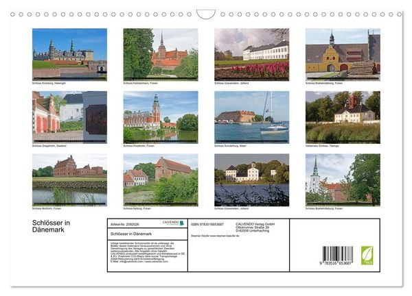 Produktbild: Schl&ouml;sser in D&auml;nemark (Wandkalender 2026 DIN A3 quer), CALVENDO Monatskalender