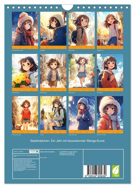 Produktbild: Stadtm&auml;dchen. Ein Jahr mit bezaubernder Manga-Kunst (Wandkalender 2026 DIN A4 hoch), CALVENDO Monatskalender