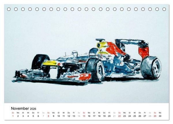 Produktbild: Illustrationen Formel 1 Rennwagen (Tischkalender 2026 DIN A5 quer), CALVENDO Monatskalender