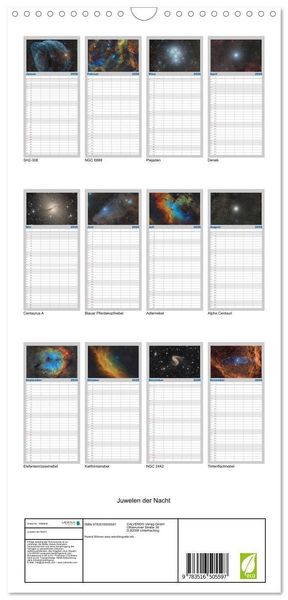 Produktbild: Familienplaner 2026 - Juwelen der Nacht mit 5 Spalten (Wandkalender, 21 x 45 cm) CALVENDO
