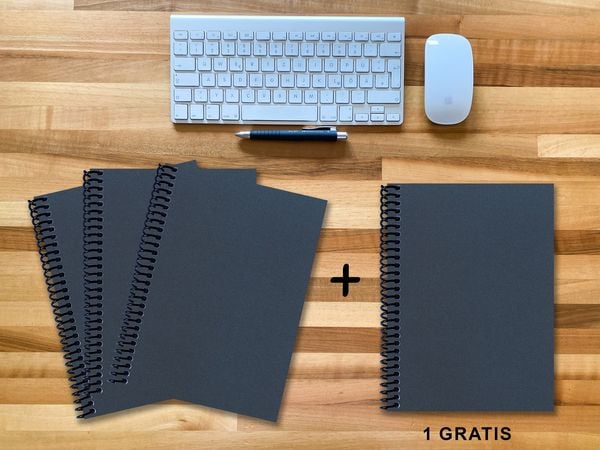 Produktbild: A 4 Notizbuch - Set, 3+1 gratis, Luxury 80 Seiten BLAU NEW LAPISLAZULI GLITTER-OPTIK, punktiert 10x10mm