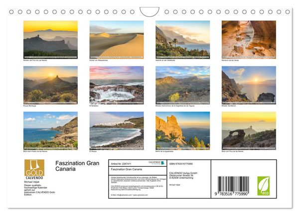 Produktbild: Faszination Gran Canaria (Wandkalender 2027 DIN A4 quer), CALVENDO Monatskalender