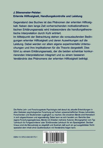 Produktbild: Erlernte Hilflosigkeit, Handlungskontrolle und Leistung