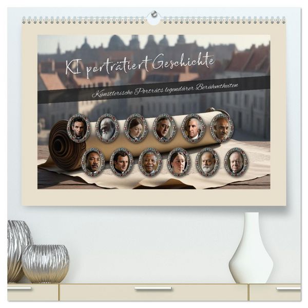 Produktbild: KI portr&auml;tiert Geschichte (hochwertiger Premium Wandkalender 2026 DIN A2 quer), Kunstdruck in Hochglanz