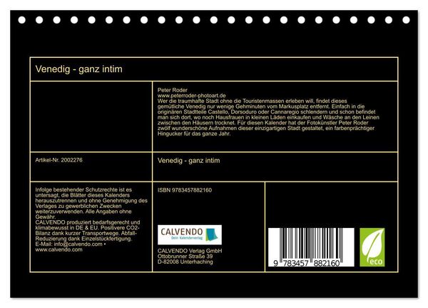 Produktbild: Venedig - ganz intim (Tischkalender 2026 DIN A5 quer), CALVENDO Monatskalender