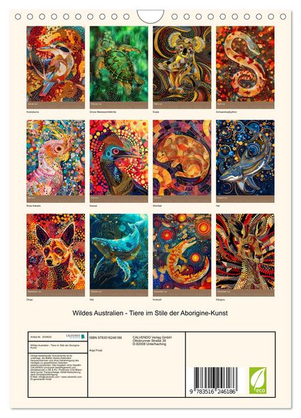 Produktbild: Wildes Australien - Tiere im Stile der Aborigine-Kunst (Wandkalender 2026 DIN A4 hoch), CALVENDO Monatskalender