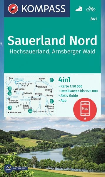 Produktbild: KOMPASS Wanderkarte 841 Sauerland Nord, Hochsauerland, Arnsberger Wald 1:50.000