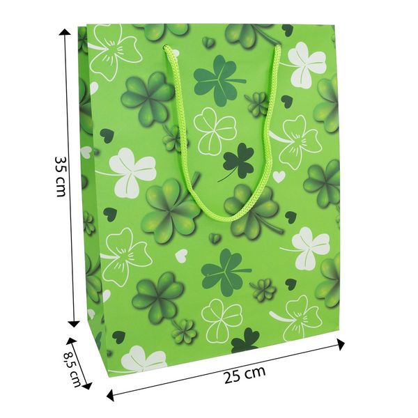 Produktbild: Idena Geschenktasche Gl&uuml;cksklee gr&uuml;n 25x35x8cm 128g/m&sup2;