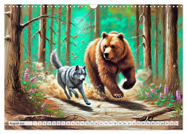 Produktbild: Ein Jahr mit den B&auml;ren - Ein majest&auml;tisches Leben in der Wildnis (Wandkalender 2026 DIN A3 quer), CALVENDO Monatskalender