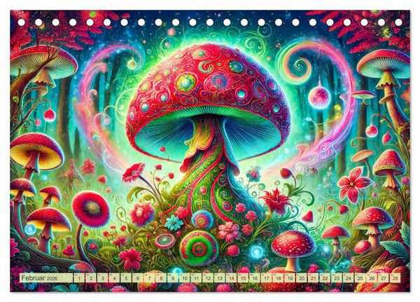 Produktbild: Psychedelische Pilze - Die bunte Welt der magischen Pilze (Tischkalender 2026 DIN A5 quer), CALVENDO Monatskalender