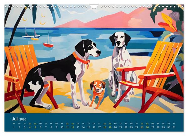 Produktbild: Hunde Kunstwerke - Hunde im Stil des Fauvismus k&uuml;nstlerisch gestaltet (Wandkalender 2026 DIN A3 quer), CALVENDO Monatskalender