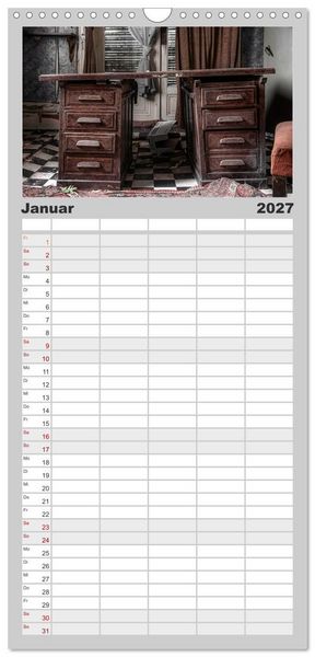 Produktbild: Familienplaner 2027 - Geheimnisvolle Orte - Lost Places mit 5 Spalten (Wandkalender, 21 x 45 cm) CALVENDO