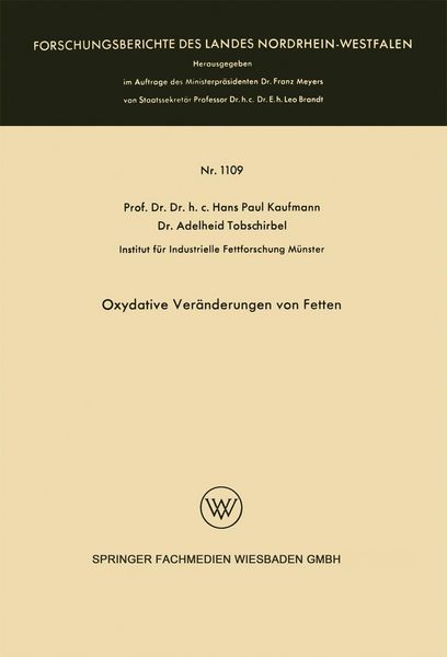 Produktbild: Oxydative Ver&auml;nderungen von Fetten
