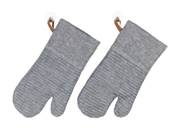 Produktbild: Topfhandschuhe Mod. Ada Stripes Grau, Silikonstreifen f&uuml;r sicheren Griff