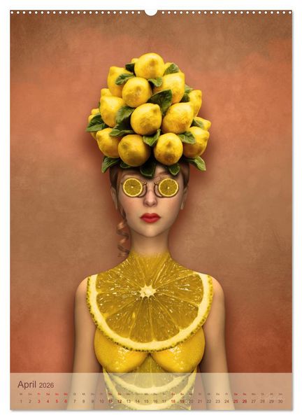Produktbild: Zum Anbeissen - surreale Frauenportraits mit Obst und Gem&uuml;se (hochwertiger Premium Wandkalender 2026 DIN A2 hoch), Kunstdruck in Hochglanz