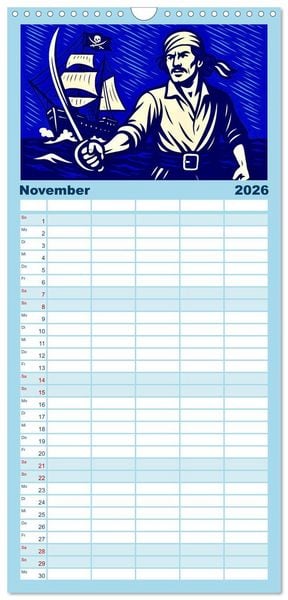 Produktbild: Familienplaner 2026 - Das Meer in der Weltliteratur mit 5 Spalten (Wandkalender, 21 x 45 cm) CALVENDO