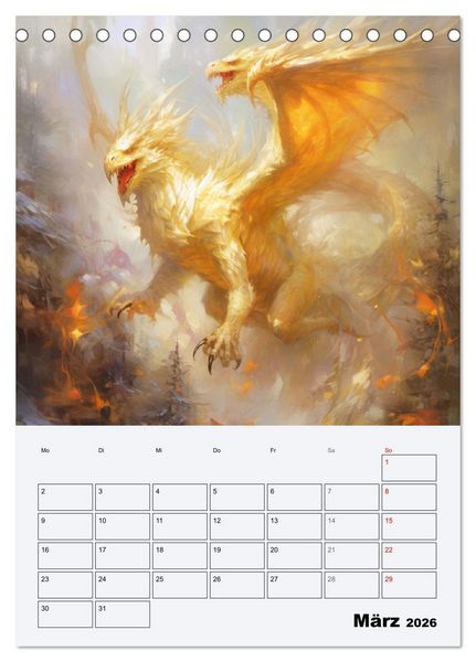 Produktbild: Drachenland. Gef&uuml;rchtete Fabelwesen im Gotik-Stil (Tischkalender 2026 DIN A5 hoch), CALVENDO Monatskalender