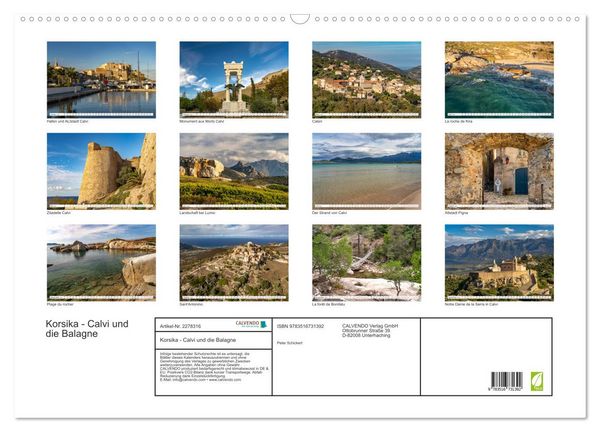 Produktbild: Korsika - Calvi und die Balagne (Wandkalender 2026 DIN A2 quer), CALVENDO Monatskalender