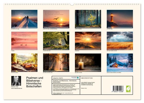 Produktbild: Psalmen und Bibelverse - Himmlische Botschaften (hochwertiger Premium Wandkalender 2026 DIN A2 quer), Kunstdruck in Hochglanz