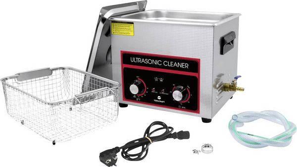 Produktbild: TOOLCRAFT USC-1000 Ultraschallreiniger Werkstatt, Schmuck, B&uuml;robedarf 440 W 10 l mit Heizung, mit Reinigungskorb