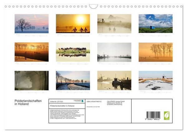 Produktbild: Polderlandschaften in Holland (Wandkalender 2026 DIN A3 quer), CALVENDO Monatskalender