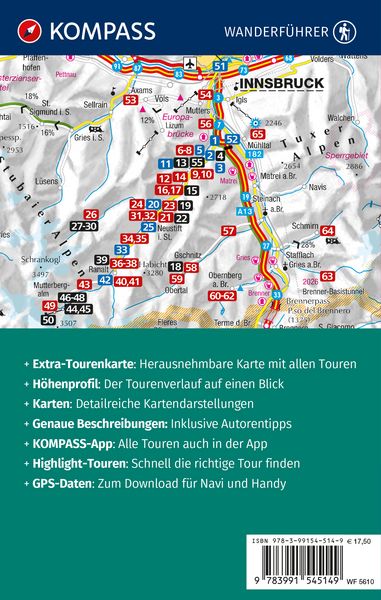 Produktbild: KOMPASS Wanderf&uuml;hrer Stubaital und Wipptal mit Gschnitz, Obernberg, Navis, Schmirn, Vals, 65 Touren mit Extra-Tourenkarte